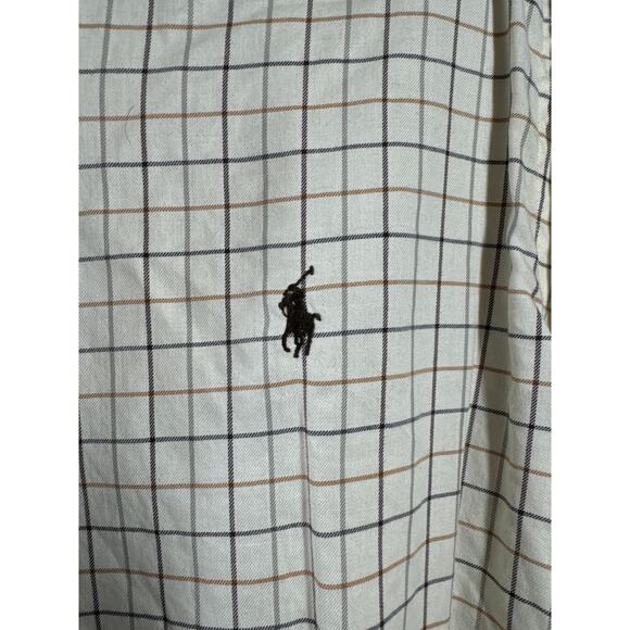 Ralph Lauren Cream Plaid Classic Fit Long Sleeve Button‎ Down Shirt Size Large - Picture 2 of 4